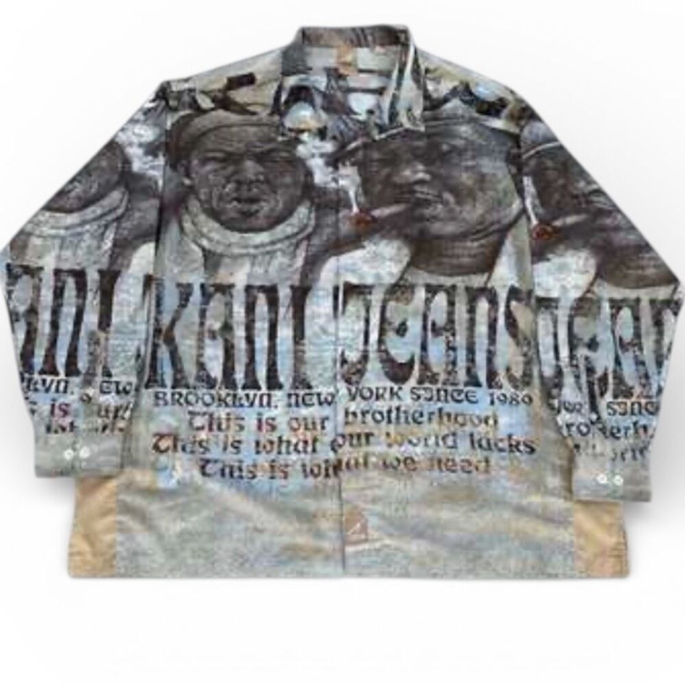 Vintage Karl Kani Brotherhood Long-Sleeve Button Down Shirt Brown Size 5X